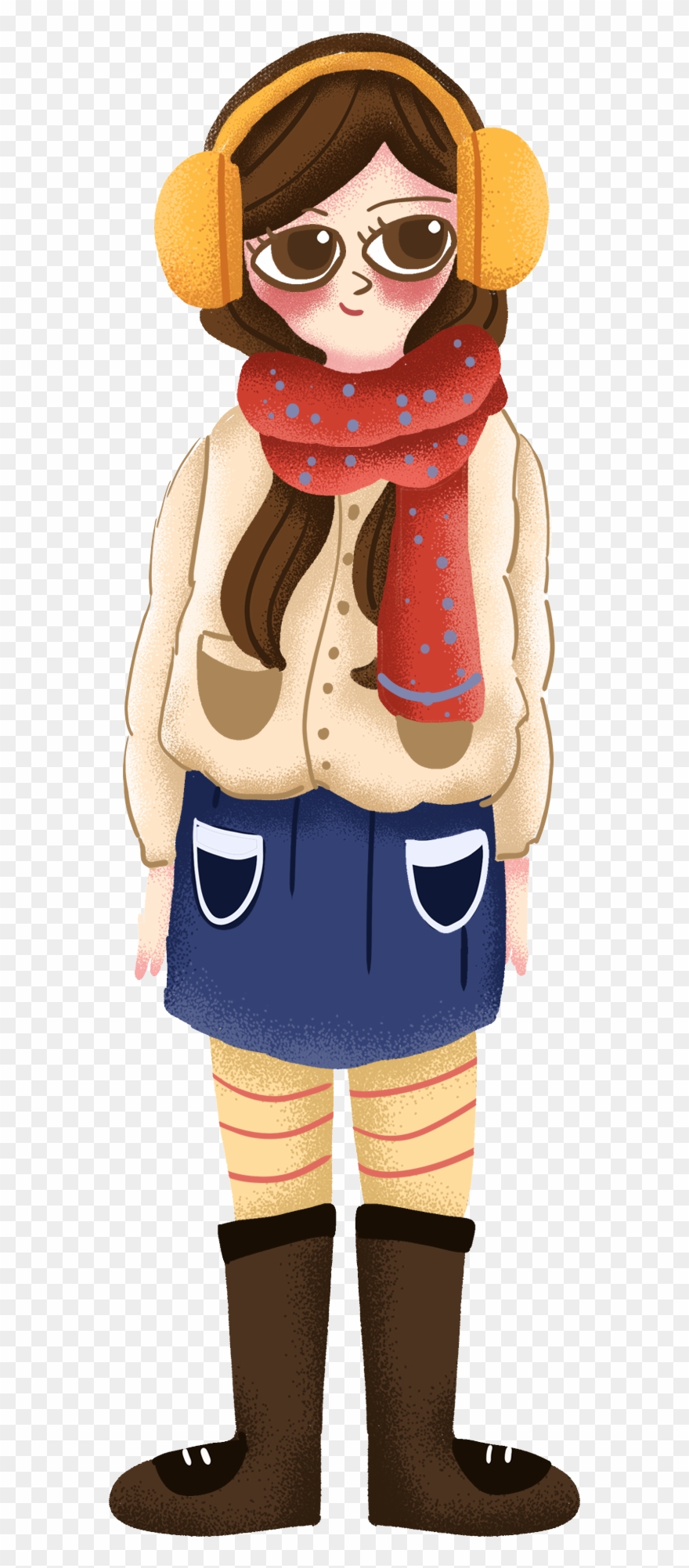 Pintado A Mano Fresco Hermoso Invierno Png Y Psd - Cartoon Clipart