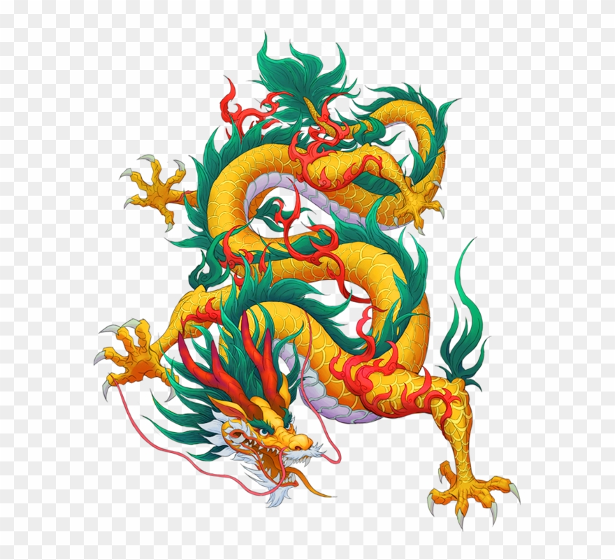 China Dragon Yellow Decorative Pattern - Illustration Chinese Dragon Clipart