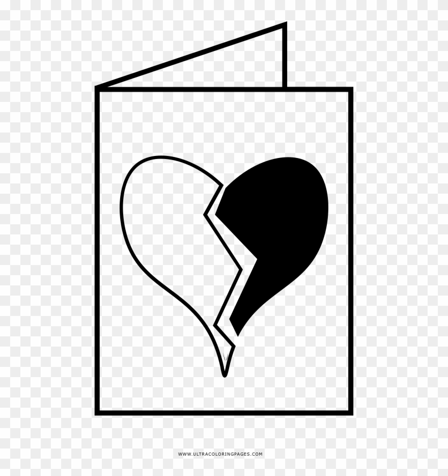 Heartbreak Card Coloring Page Clipart