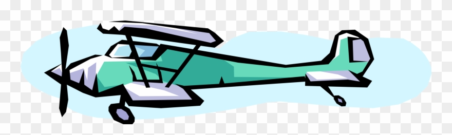 Vector Illustration Of Biplane Fixed-wing Aircraft Clipart