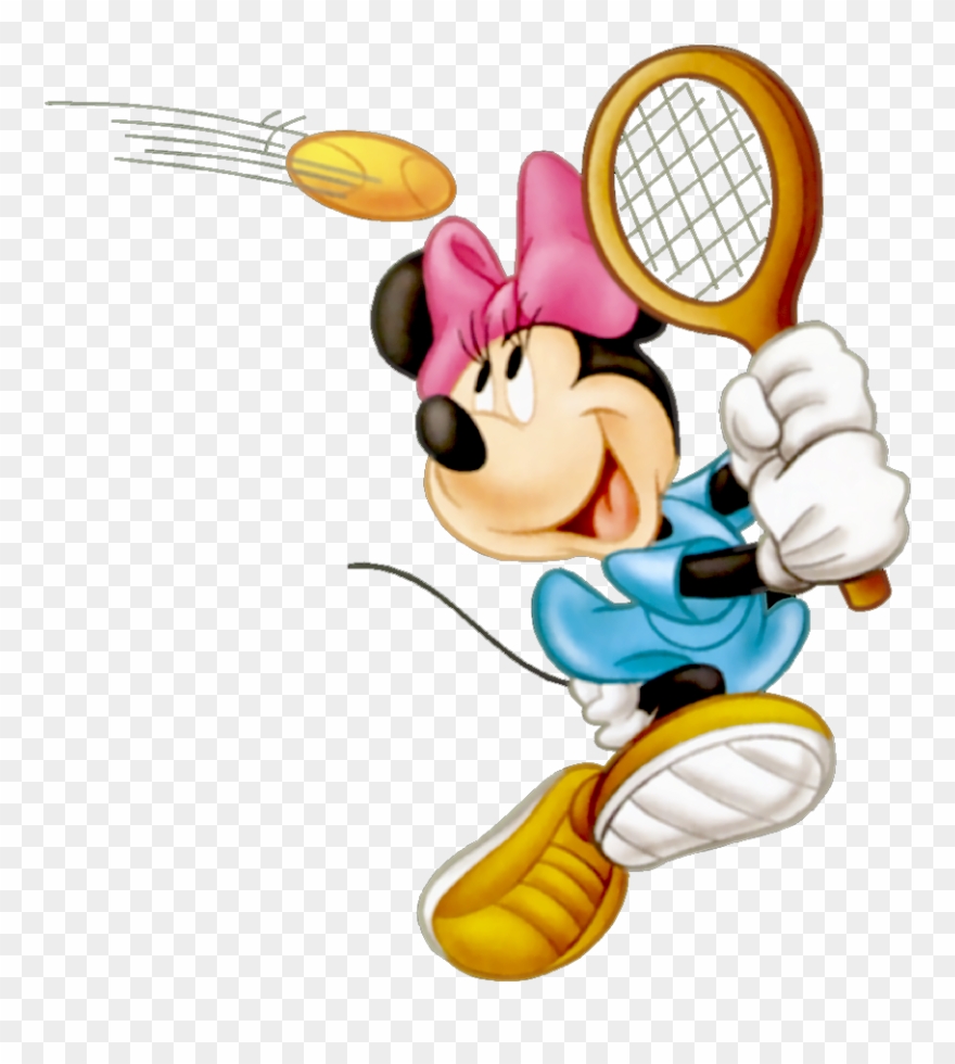 Minnie Tennis Disney Mickey, Mice, Minnie Mouse, Watercolour, - Mickey Mouse Tennis Png Clipart
