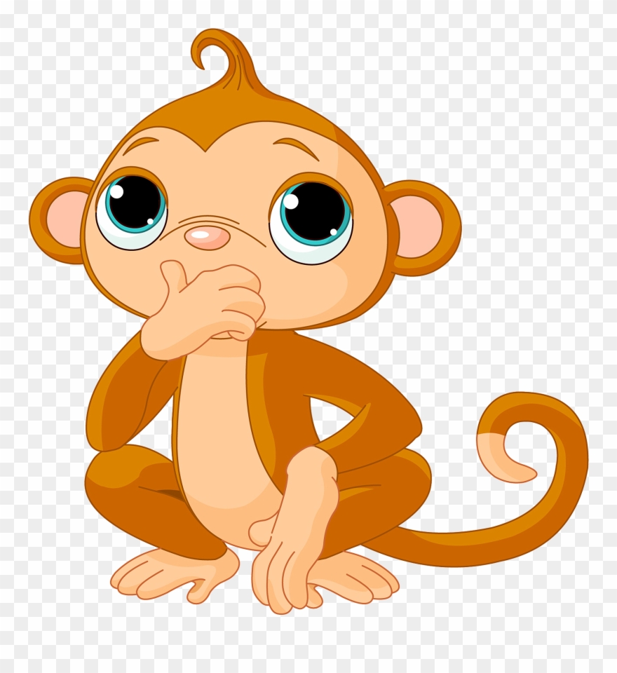 Drawing Free Content Clip Art Thinking Little - Cute Cartoon Monkey Png Transparent Png