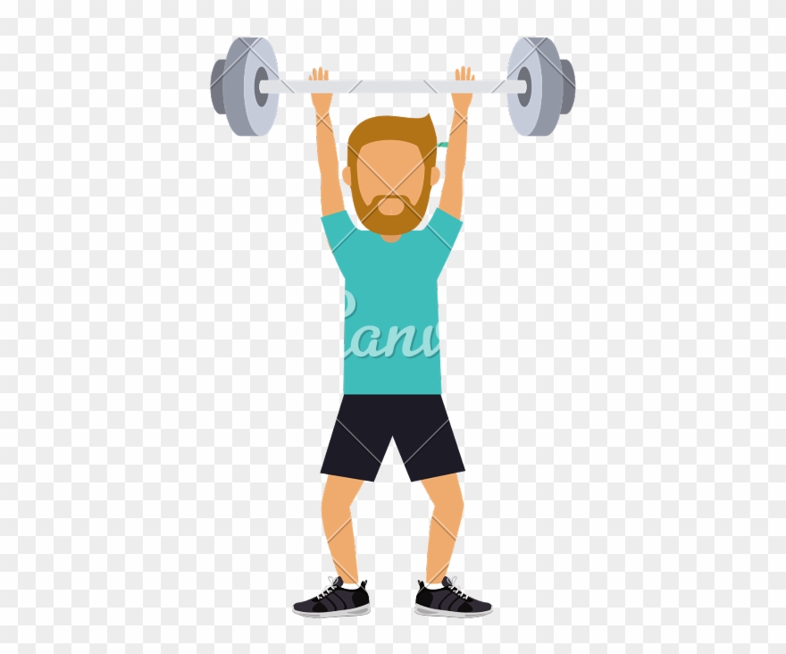 Male Practising Weight Lifting - Biceps Curl Clipart