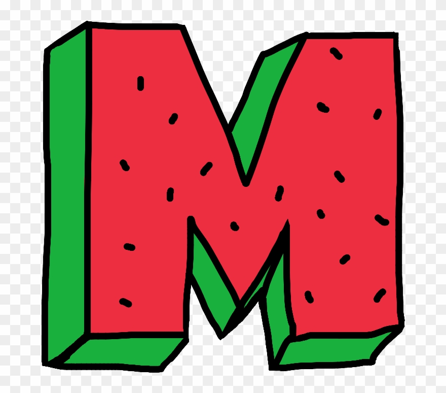 #m #letter #water #watermelon #fruit #red #green #alphabet - Watermelon Letter M Clipart