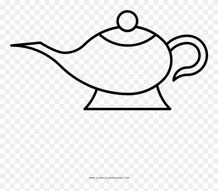 Genie Lamp Coloring Page Aladdin Lamp Outline Clipart