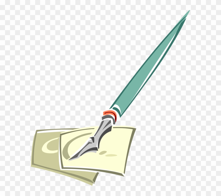 Vector Illustration Of Fountain Pen Writing Instrument - Cold Weapon Clipart