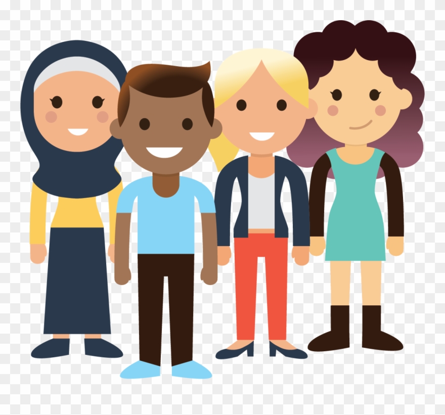 A Group Of Young People - Cartoon Clipart