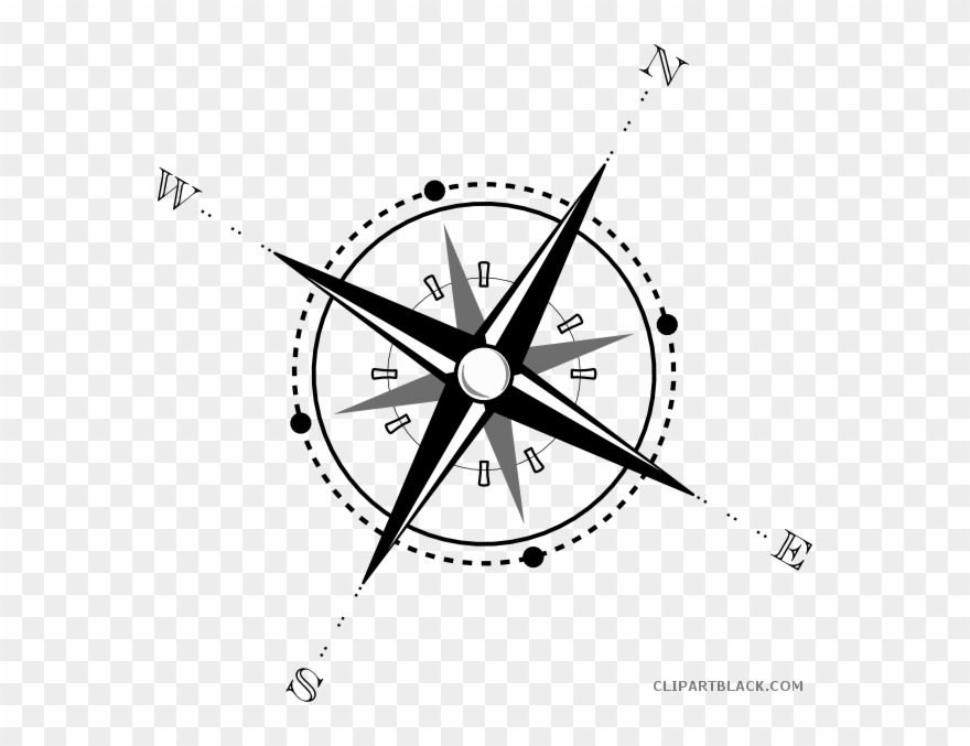 Compass Clipart Vintage - Black And White Compass Clip Art - Png Download