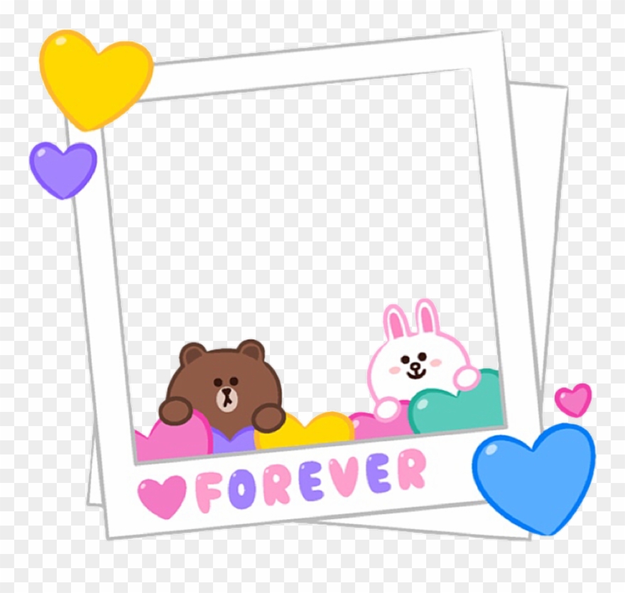 #cute #line #cony #brown #love #frame #polaroid - Cartoon Clipart