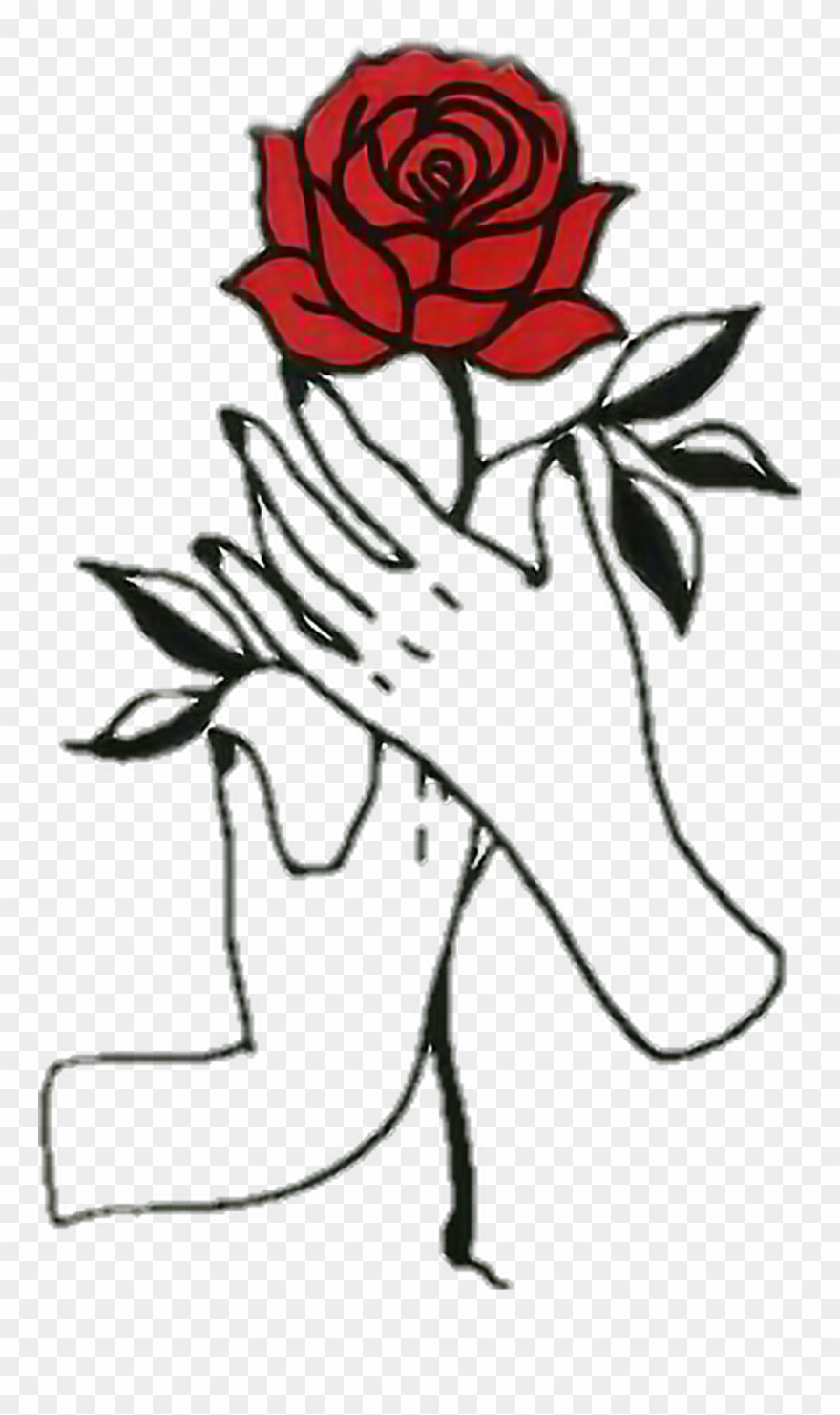 Rose Hands Aesthetic Tumblr Draw - Rose Drawing Transparent Clipart
