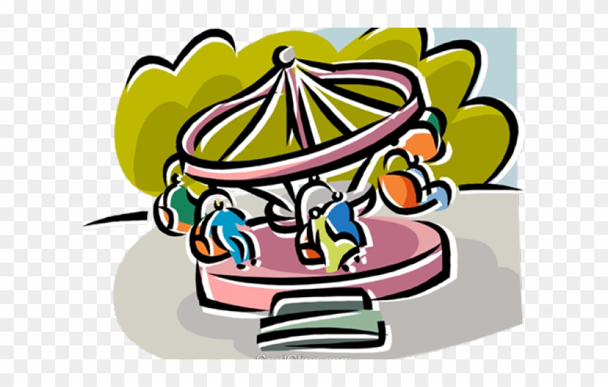 Amusement Park Clipart Ride - Angular Displacement On A Carousel - Png Download