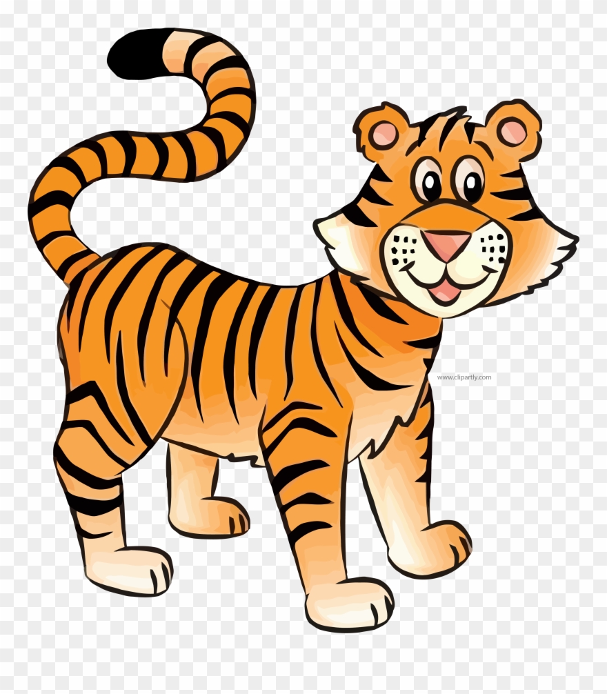 Cute Smile Tigger Cartoon Clipart Png - Simple Drawing Of Tiger Transparent Png