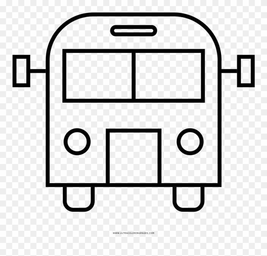 School Bus Coloring Page - Line Art Clipart