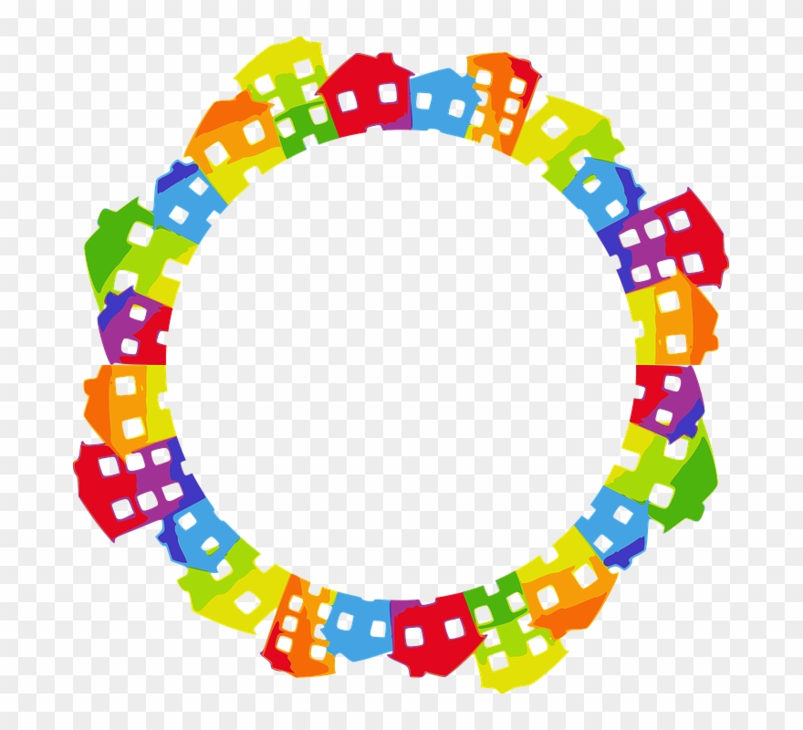 Cityscape Free Vector Graphic On Pixabay Buildings - Colorful Circle Frame Png Clipart