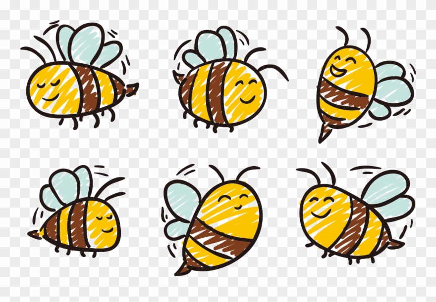 File - Cute Drawn Bee Clipart