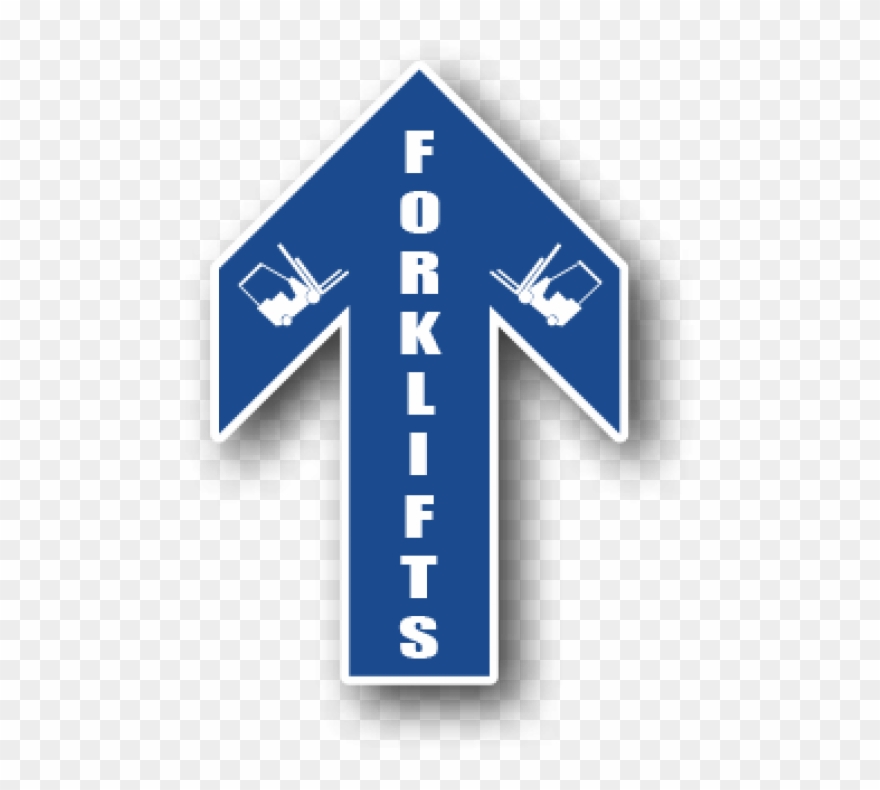 Blue Floor Directional Arrow For Forklifts, With Symbol - Sign Clipart