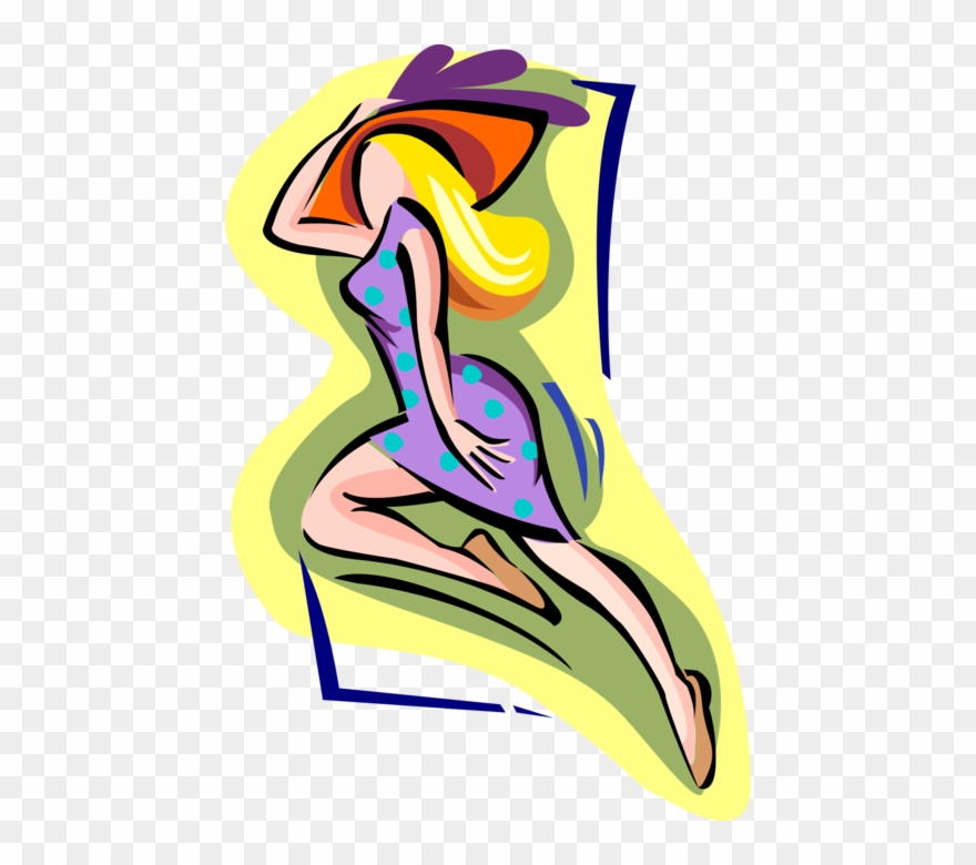 Vector Illustration Of Female Blonde Dancer Leaping Clipart