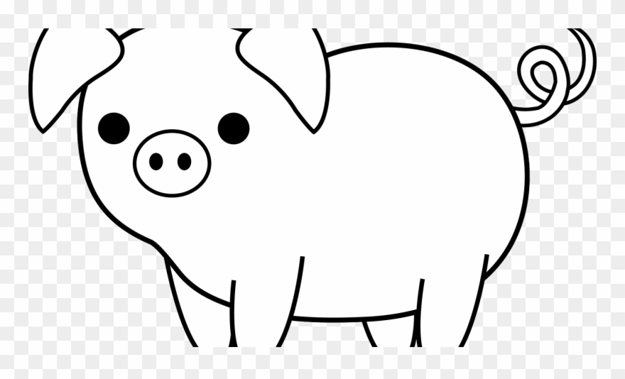 Cute Pig Clipart Black And White - Png Download