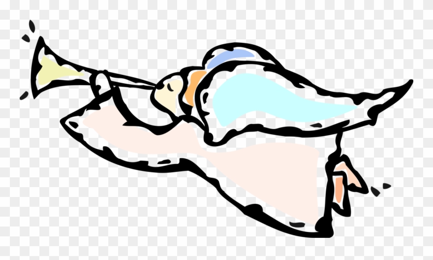 Vector Illustration Of Spiritual Angel With Wings Blows Clipart