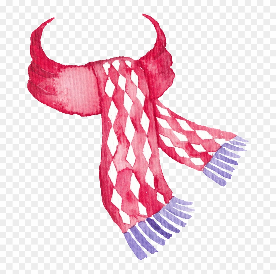 Red Plaid Hand-painted Scarf Christmas Transparent - Png Red Christmas Scarf Clipart