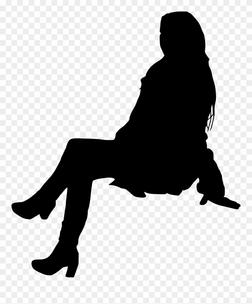 Fat Clipart Slim Person - People Sitting Silhouette Png Transparent Png