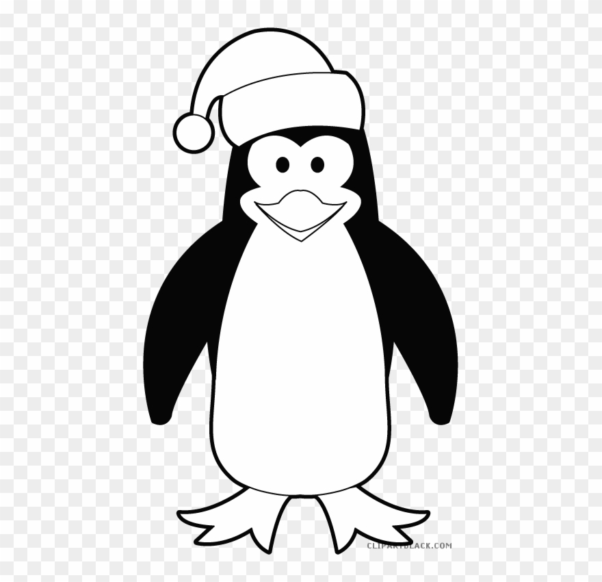 Cute Penguin Animal Free Black White Clipart Images - Christmas Penguin Black And White - Png Download