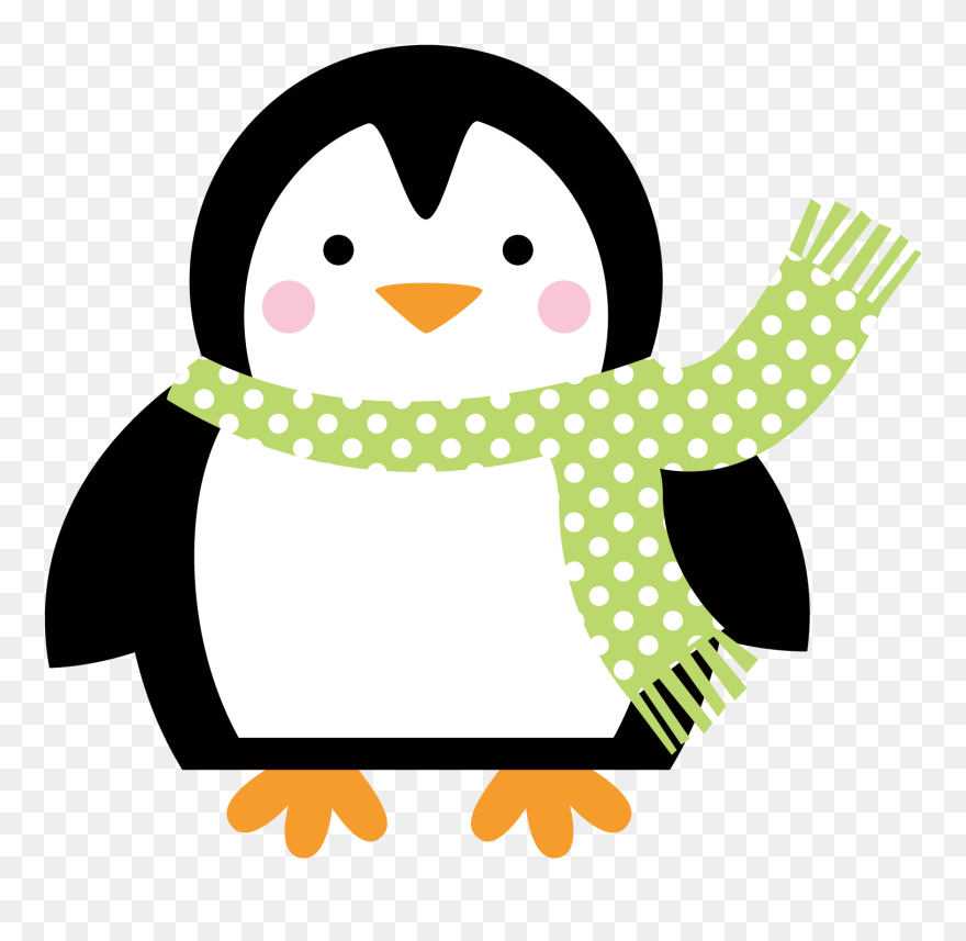 Penguin Illustration, Christmas Clipart, Christmas - Penguin In A Scarf - Png Download