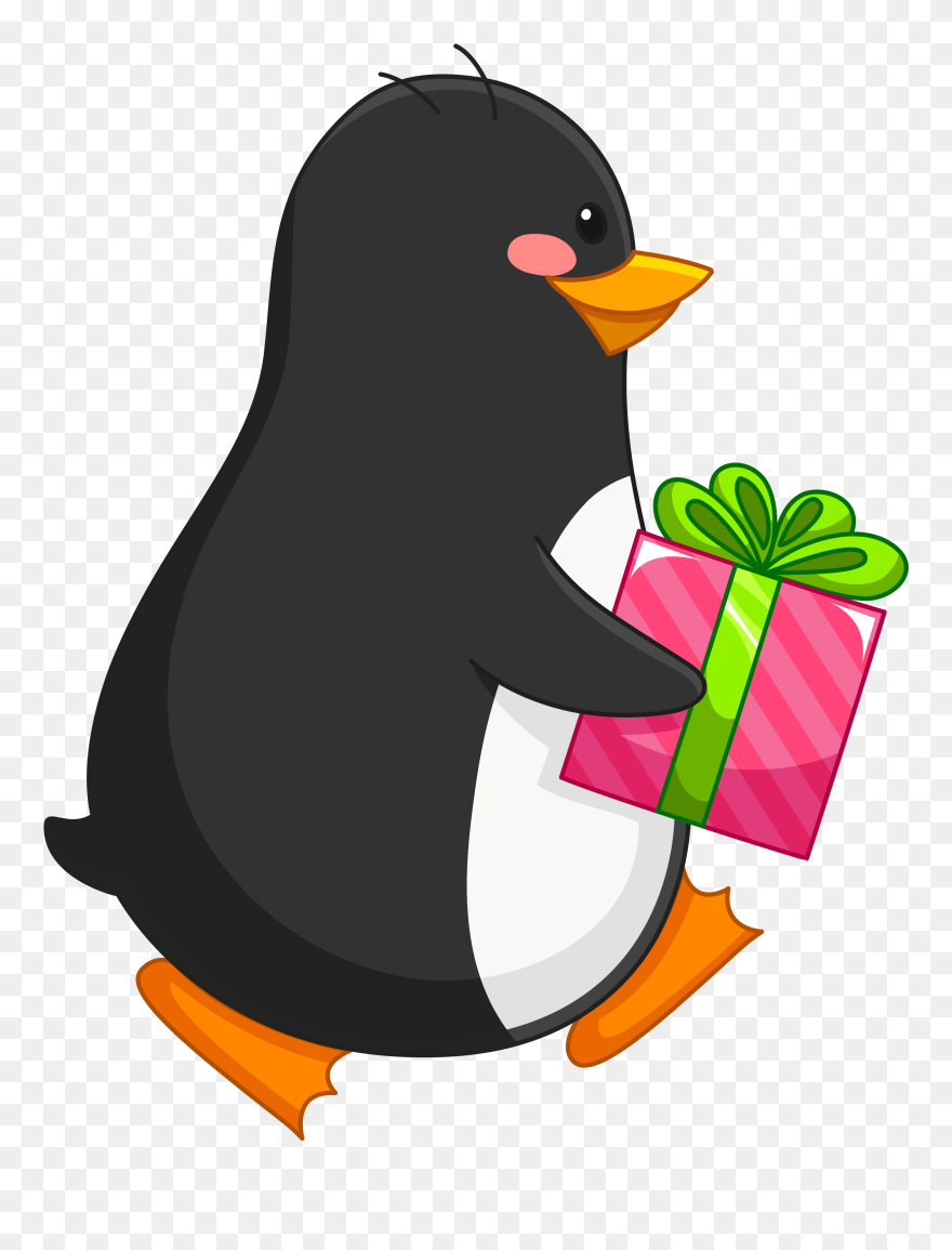 Christmas Penguin Clipart 14 Clip Art Car - Penguins With Gifts Clip Art - Png Download