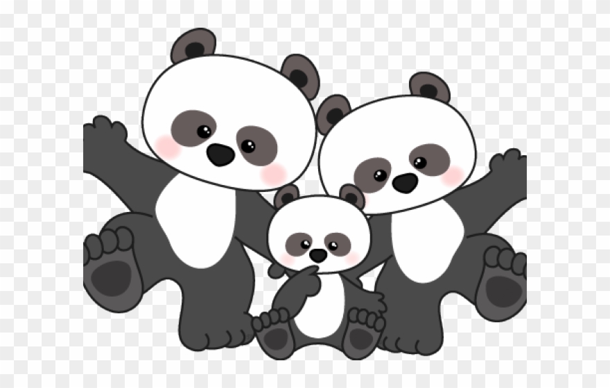 Panda Clipart Scrapbook - Pandas Clipart Black And White - Png Download