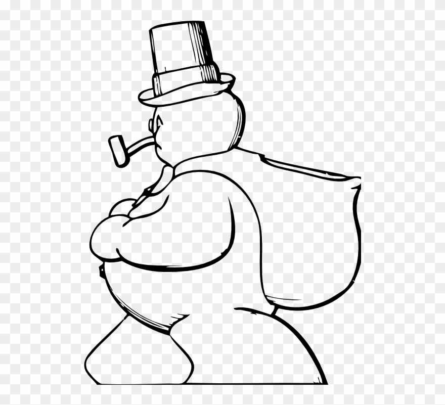 Snowman Side View Black White Line Art Tatoo Tattoo - Snowman Clip Art - Png Download