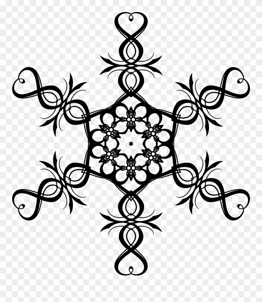 Detailed Snowflake Clipart - Transparent Background Heart Snowflake - Png Download