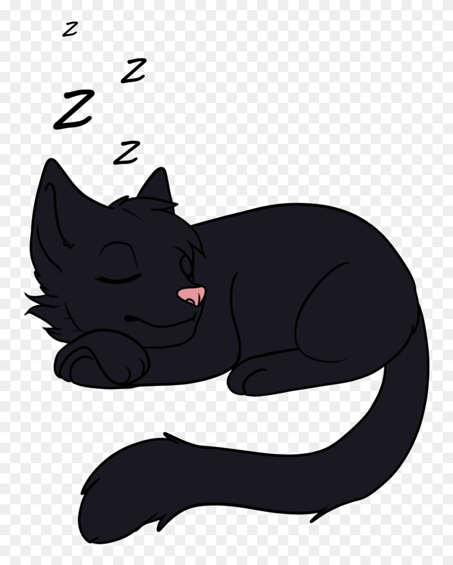 Sleeping Cat Png - Cartoon Black Cat Sleeping Clipart