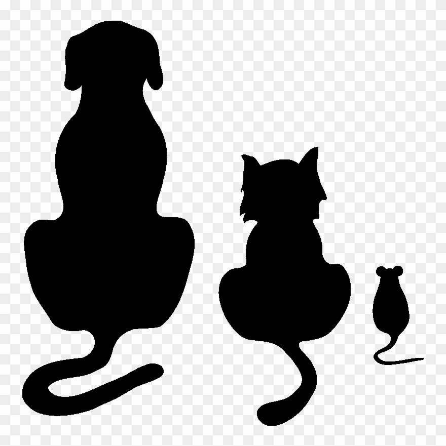 Vector Cats Open Mouth - Dog Cat And Mouse Silhouette Clipart