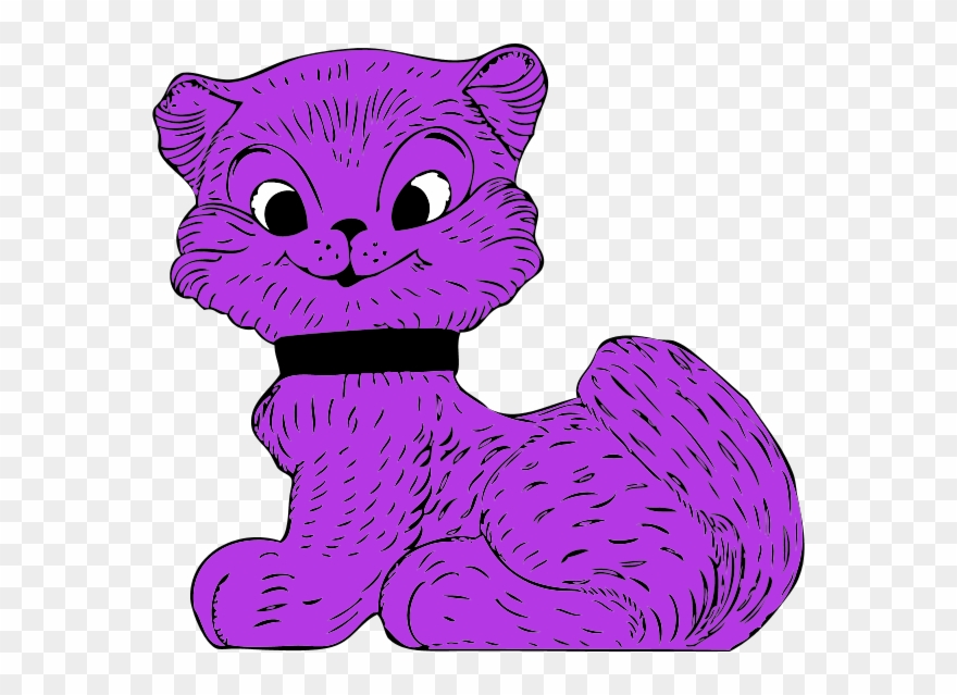 Clip Arts Related To - Cat Clipart Cartoon Purple - Png Download