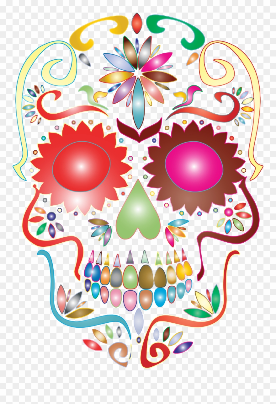 Skull Silhouette Clip Art At Getdrawings - Sugar Skull No Background - Png Download