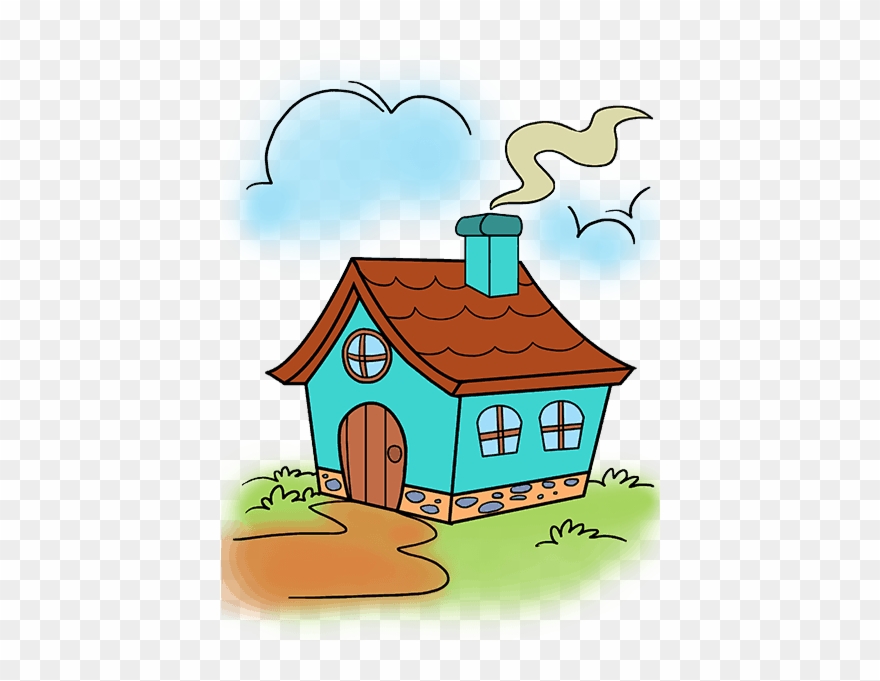 Chimney Drawing Old Home - Cute House Cartoon Drawing Clipart
