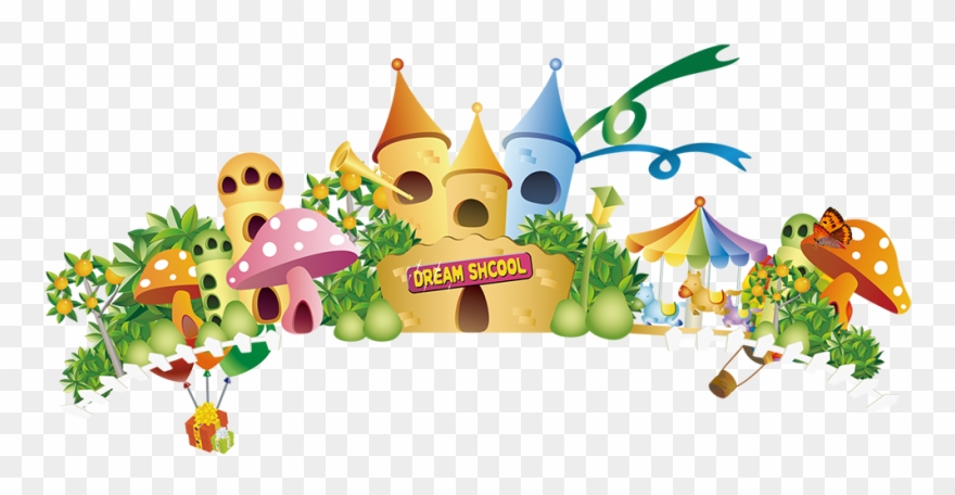 Dream World Cartoon Amusement Park - Nursery Report Card Design Clipart