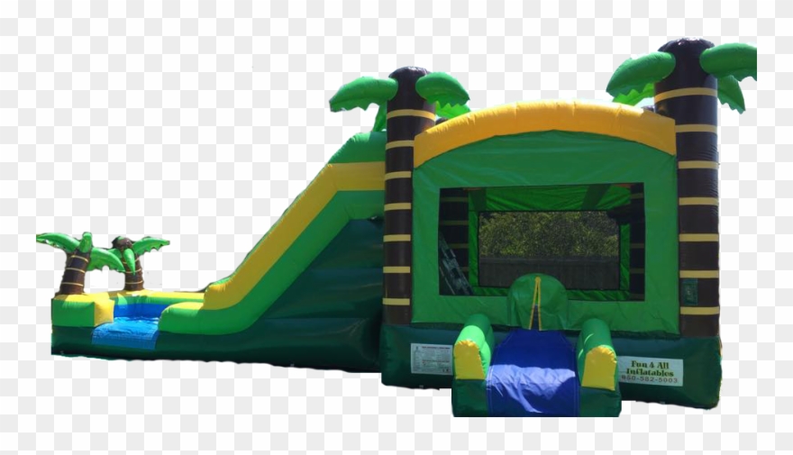 Tropical Bounce House Combo From Fun 4 All Inflatables - Inflatable Castle Clipart