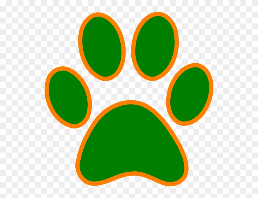 Orange And Green Paw Print Clipart