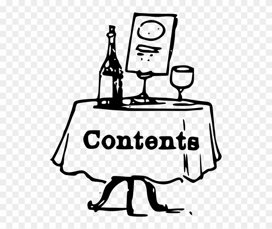 Contents On A Table Black White Line Art 555px - Table Of Contents Clip Art - Png Download