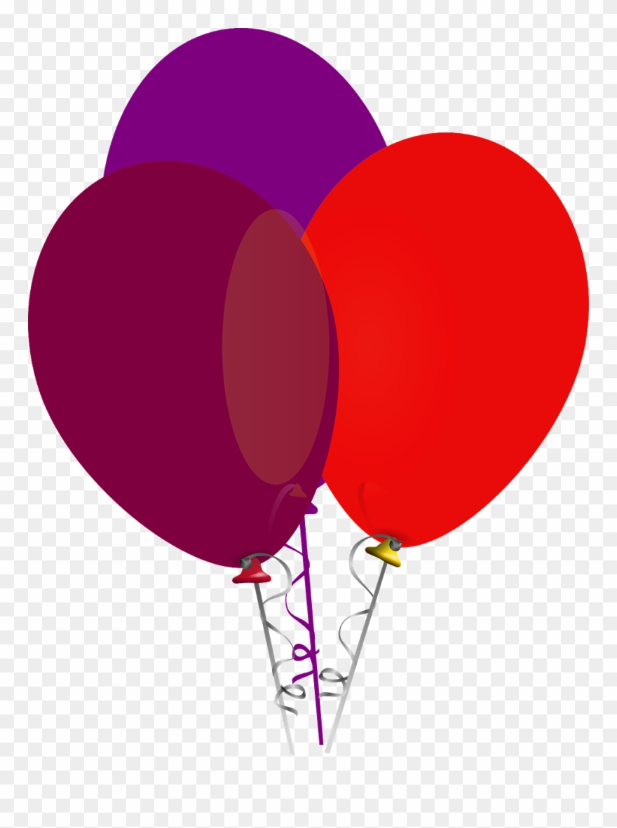 Balloons Clipart String - Purple And Red Balloons - Png Download