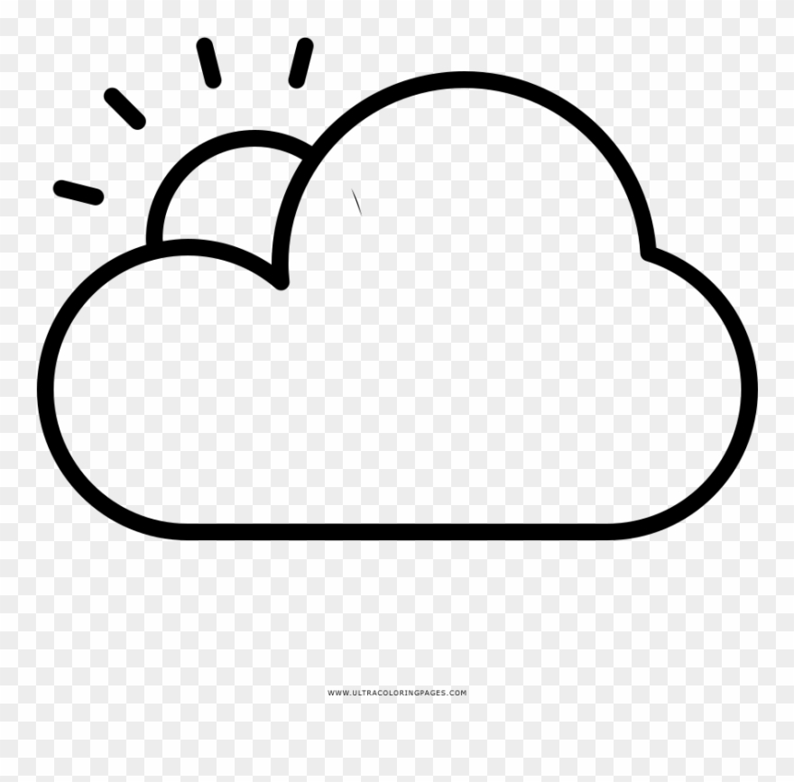 Partially Cloudy Coloring Page - Line Art Clipart