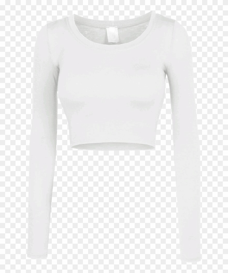 Shirt Croptop Crop White Longsleeve Longsleeves Longsle - White Long Sleeve Crop Top Png Clipart