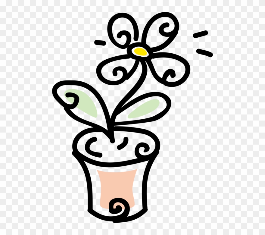 Vector Illustration Of Potted Houseplant Flower In Clipart