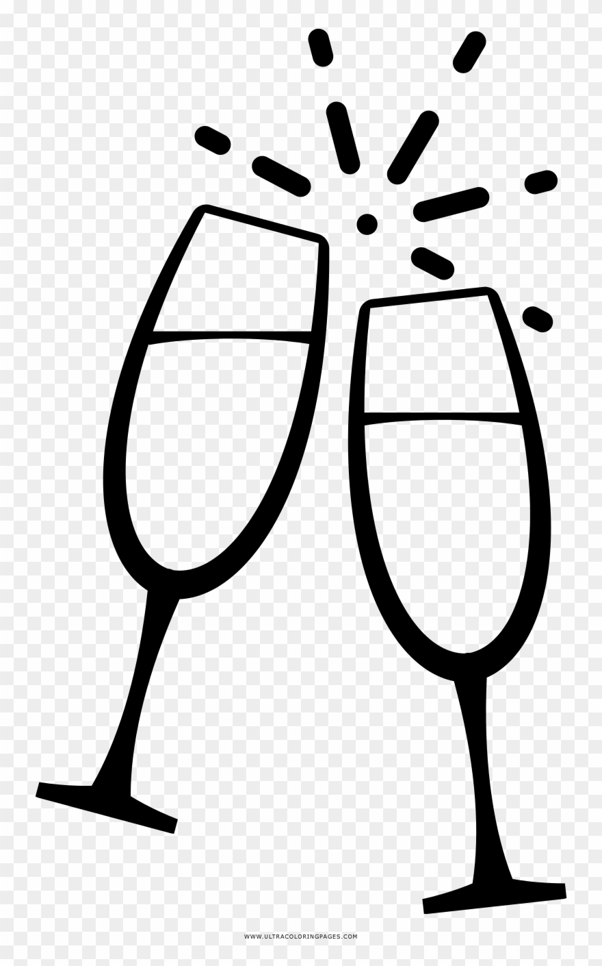 Champagne Flute Coloring Page - Brinde Icon Clipart