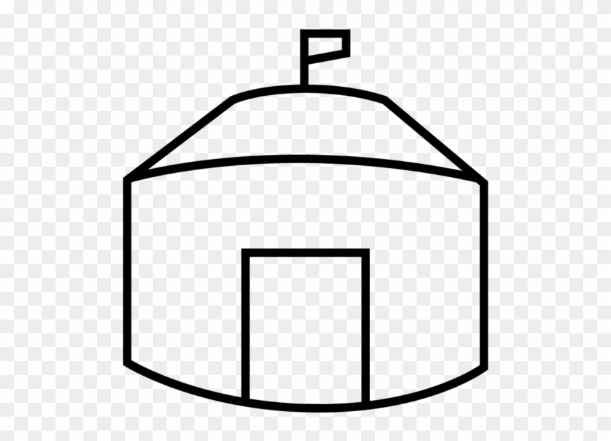 Gobi Desert Mongolia Yurt - Line Art Clipart