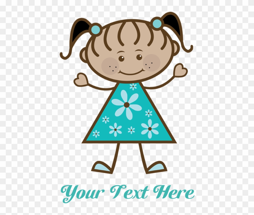 Teal Stick Figure Ethnic Girl Mini Poster Print - Auntie Day Clipart