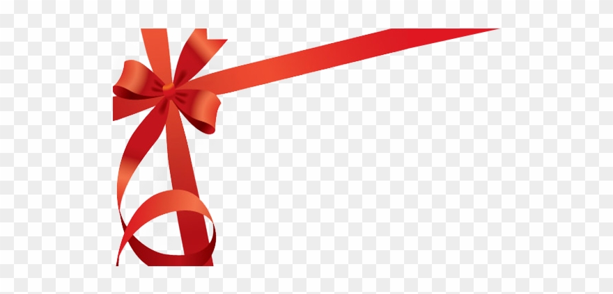 Transparent Clipart Image Gift Ribbon With Card Png - Corner Gift Ribbon Png