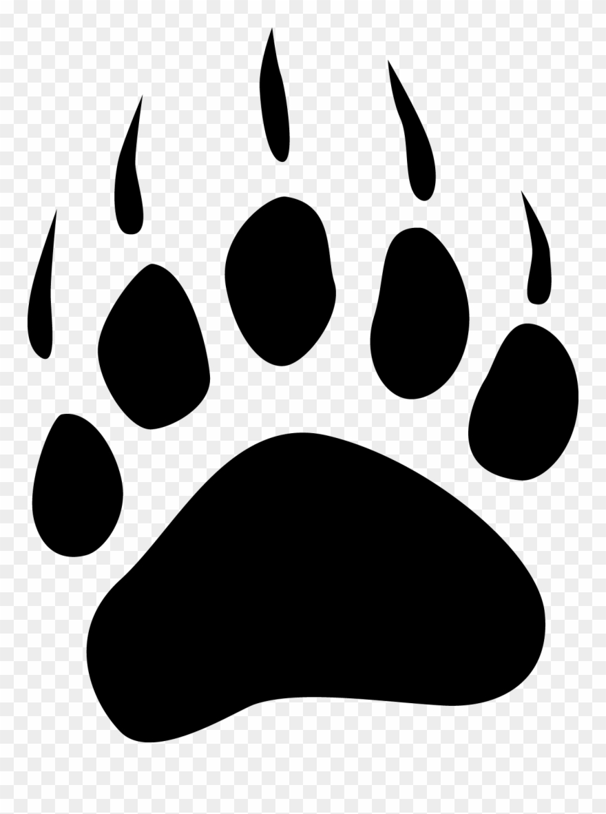 Clip Art Grizzly Paw Print Simple Medium - Polar Bear Paw Print - Png Download