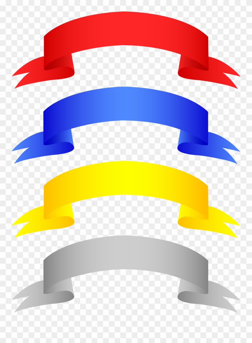 Shiny Metallic Banners Set Clipart